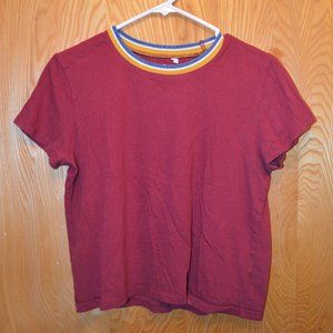PacSun Casual Ringer Tee Cropped Medium Red